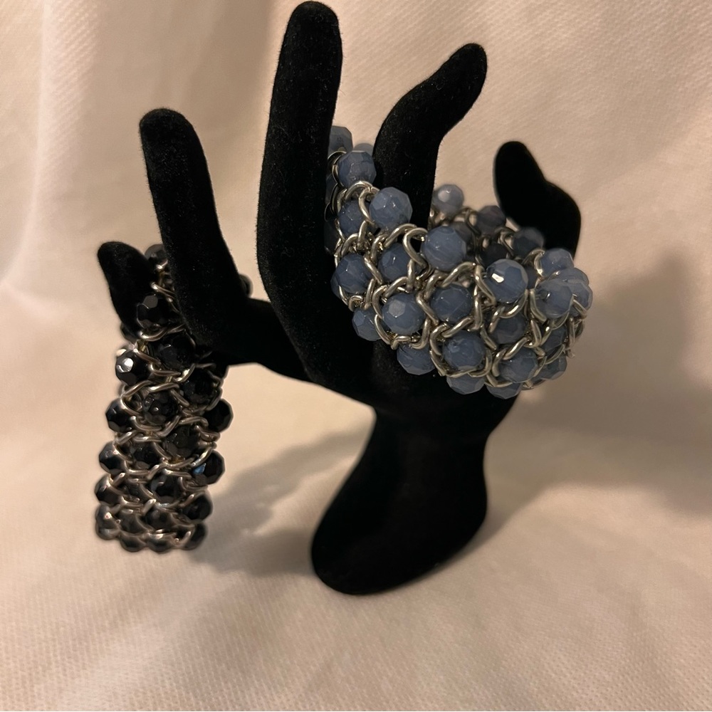NY&CO black & blue stretch beaded bracelets, 2 for 1